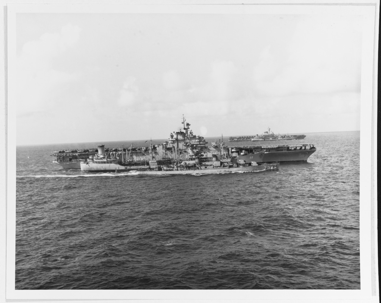 USS PURDY (DD-734); USS CANISTEO (AO-99); and USS LEYTE (CV-32)