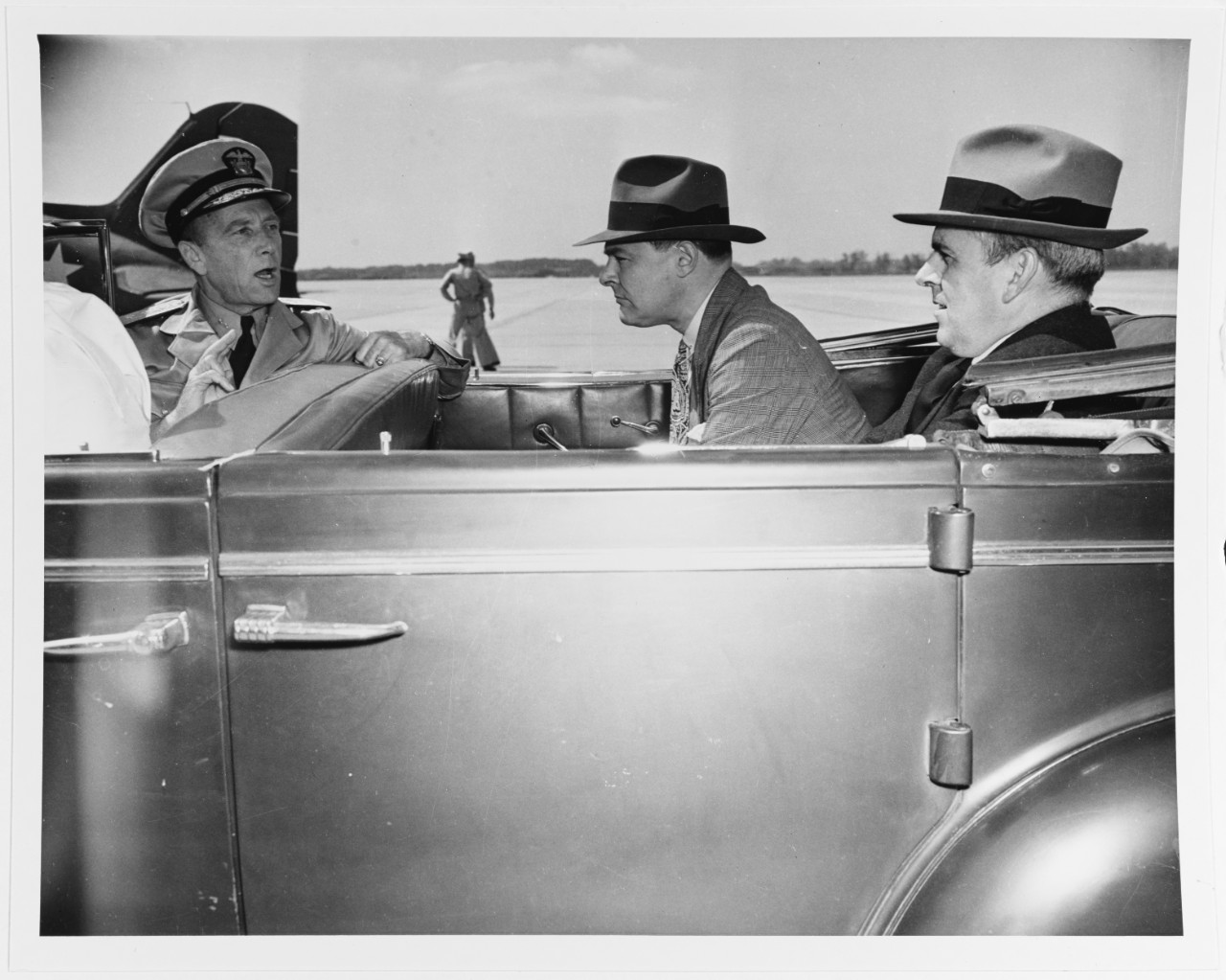 Rear Admiral Alan G. Kirk, USN, with Senator Henry Cabot Lodge (center) and John J. McCloy, Assistant Secretary of War