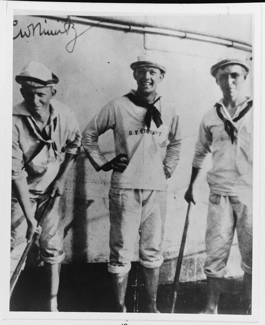 Chester W. Nimitz, G.V. Stewart and Royal E. Ingersoll
