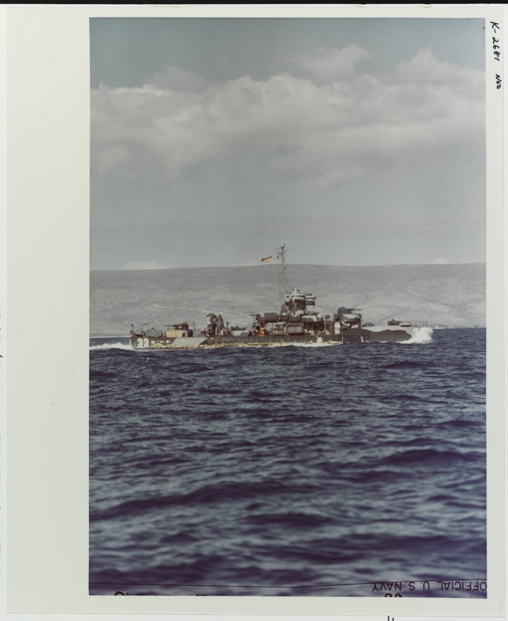 USS LCS-33 underway during maneuvers in the Pacific, circa Late 1944 or early 1945
