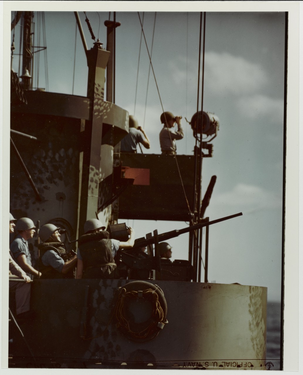 20mm Gun Crew of a landing craft, Infantry, (LCI) Pacific maneuvers, circa 1944-1945
