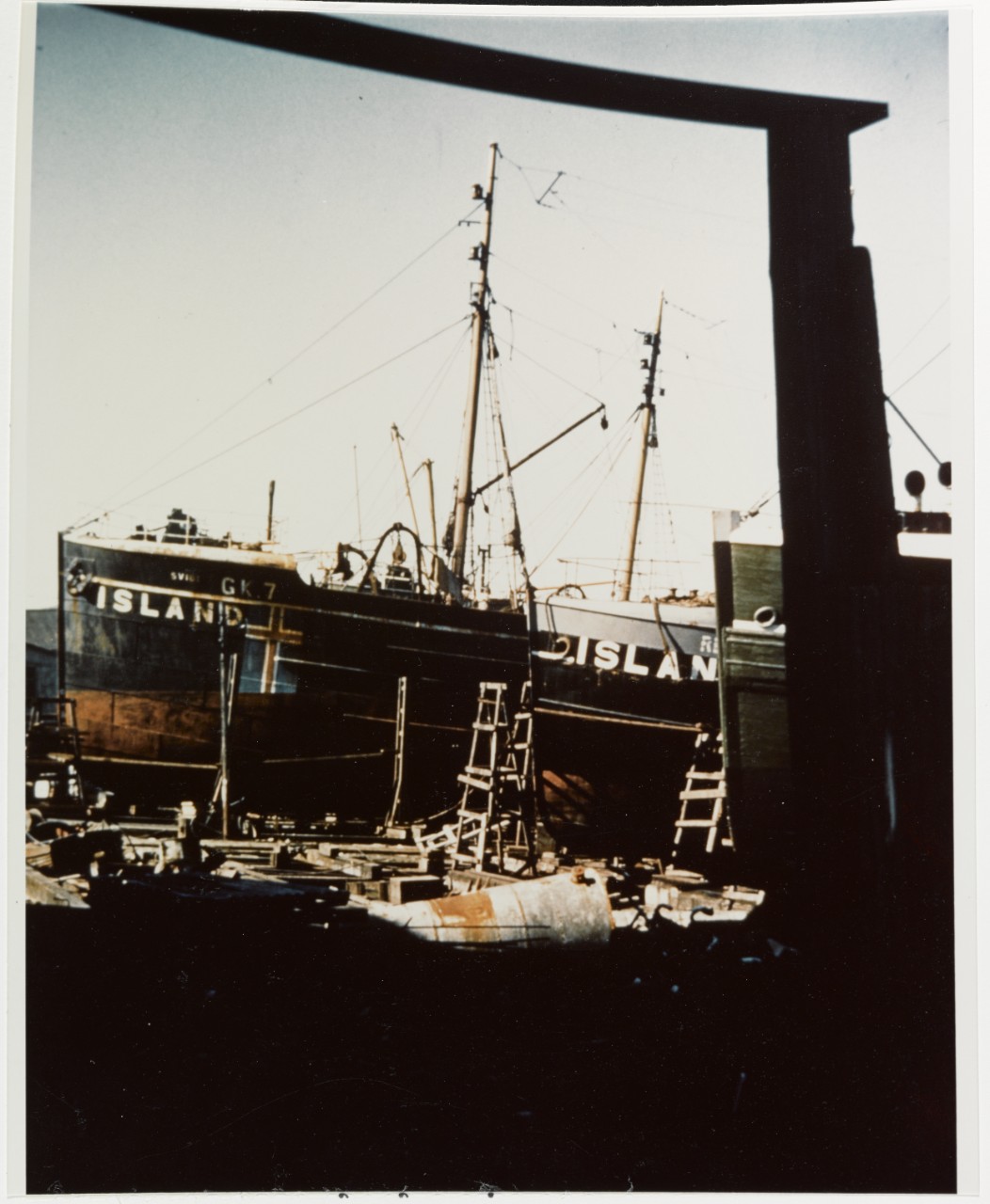 Local fishing trawlers at a Reykjavik Shipyard, initial occupation of Iceland, July 1941
