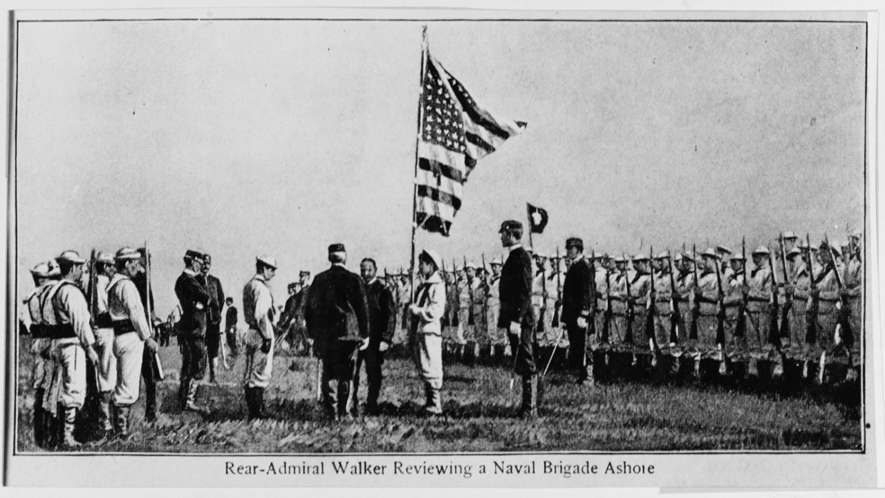 Rear Admiral John G. Walker Reviewing a Naval Brigade Ashore. 