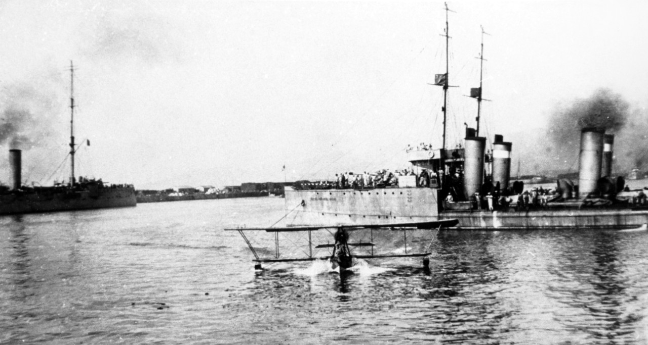 Russian warships and a Naval aircraft at Sevastopol before 1917.