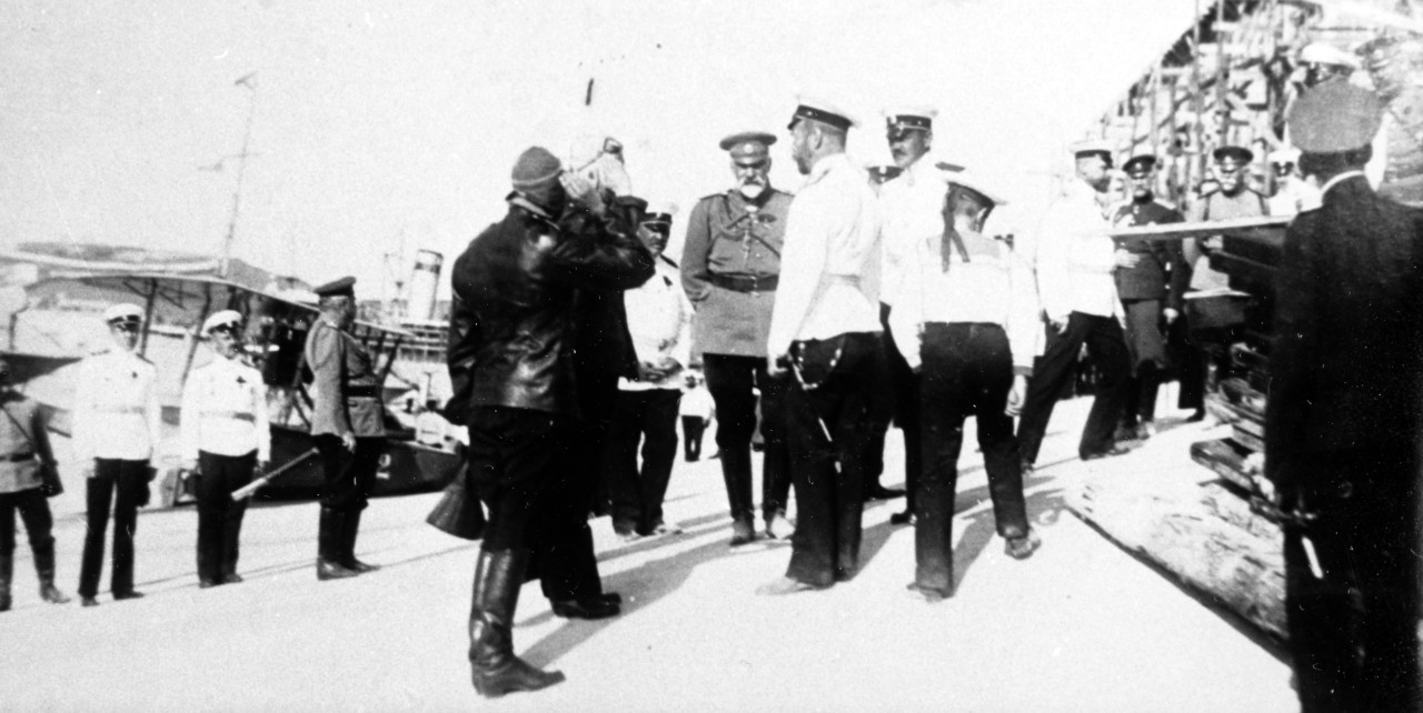 NH 100162 Tsar Nicholas II inspecting a Russian naval air base at ...