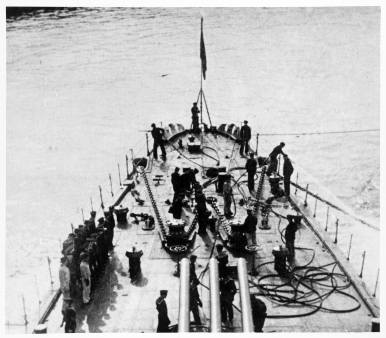 Anchor detail aboard a Soviet Kirov class heavy cruiser during World War II.