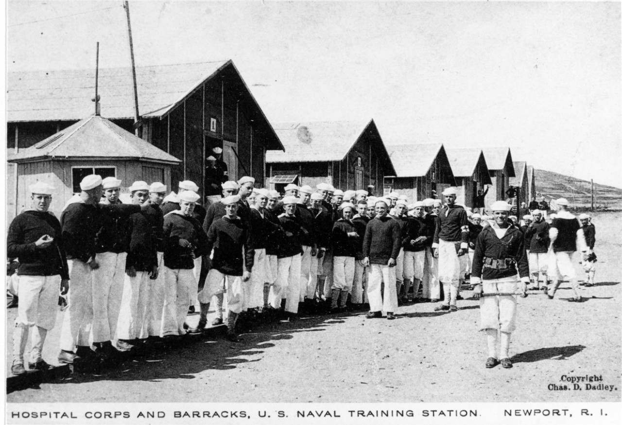Naval Training Station, Newport, Rhode Island. Hospital Corps and Barracks, circa 1918