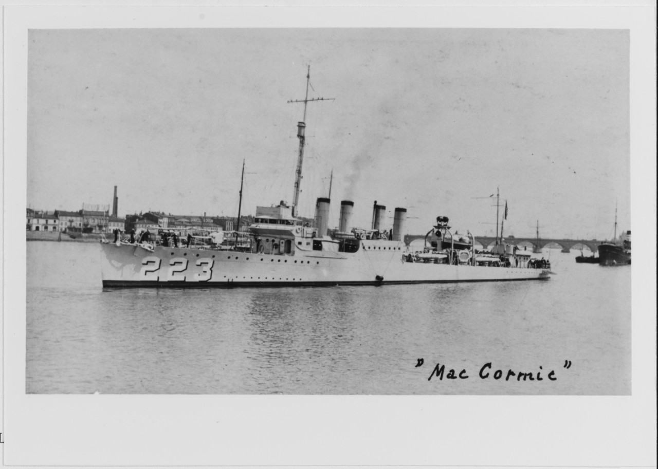 USS MCCORMICK (DD-223) at Bordeaux, France, circa 1924