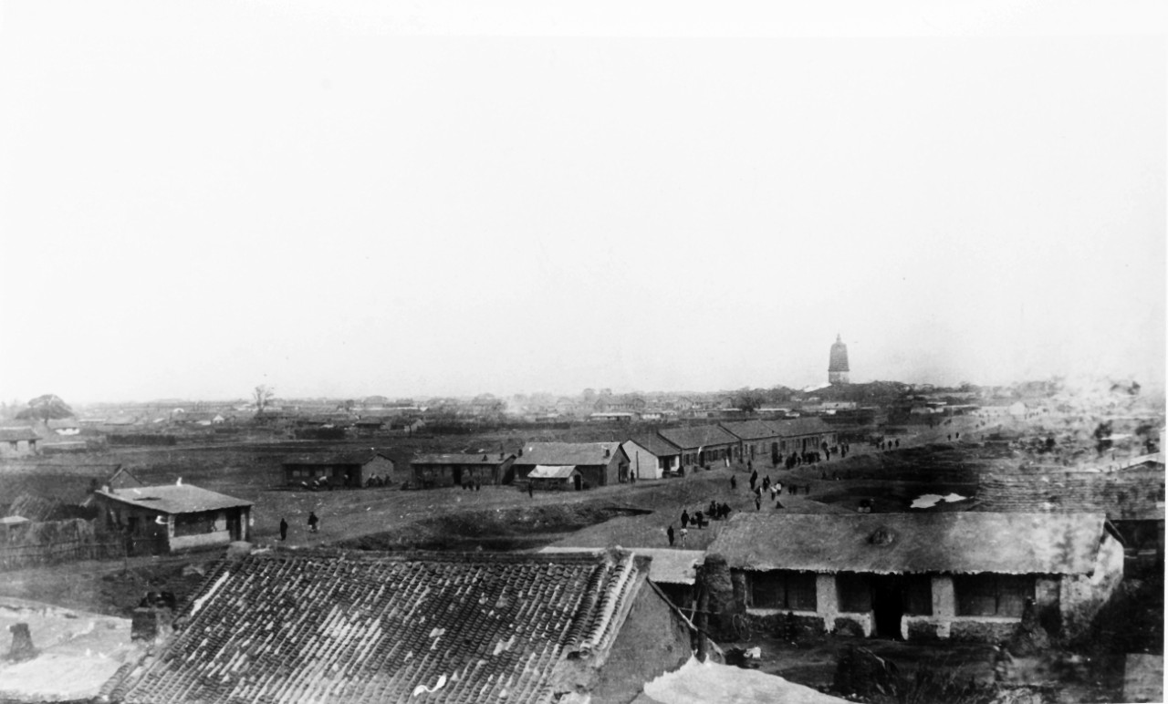Liao Yang, looking toward pagoda and railway station from western gate, April 25, 1904.