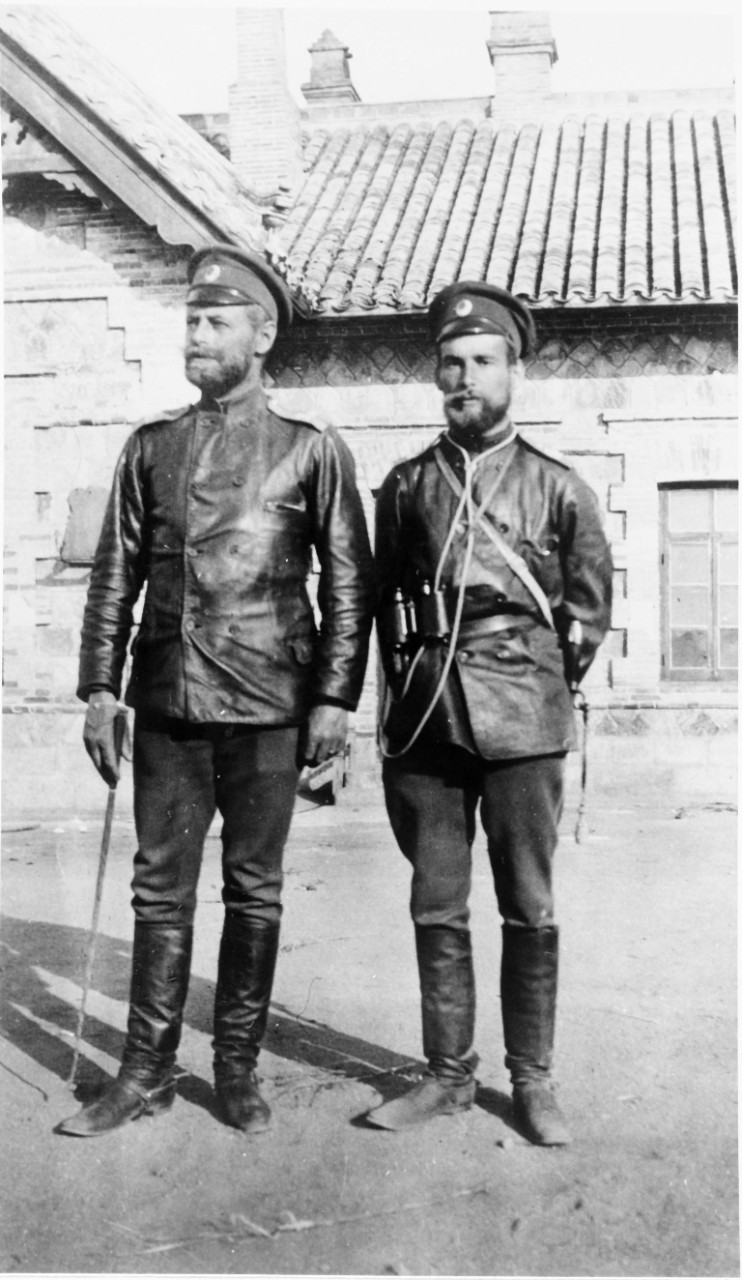 Captain Boutakoff, Lieutenant Count Stenbock-Fermor, Primorski Dragoons, Pulundian, May 7, 1904.