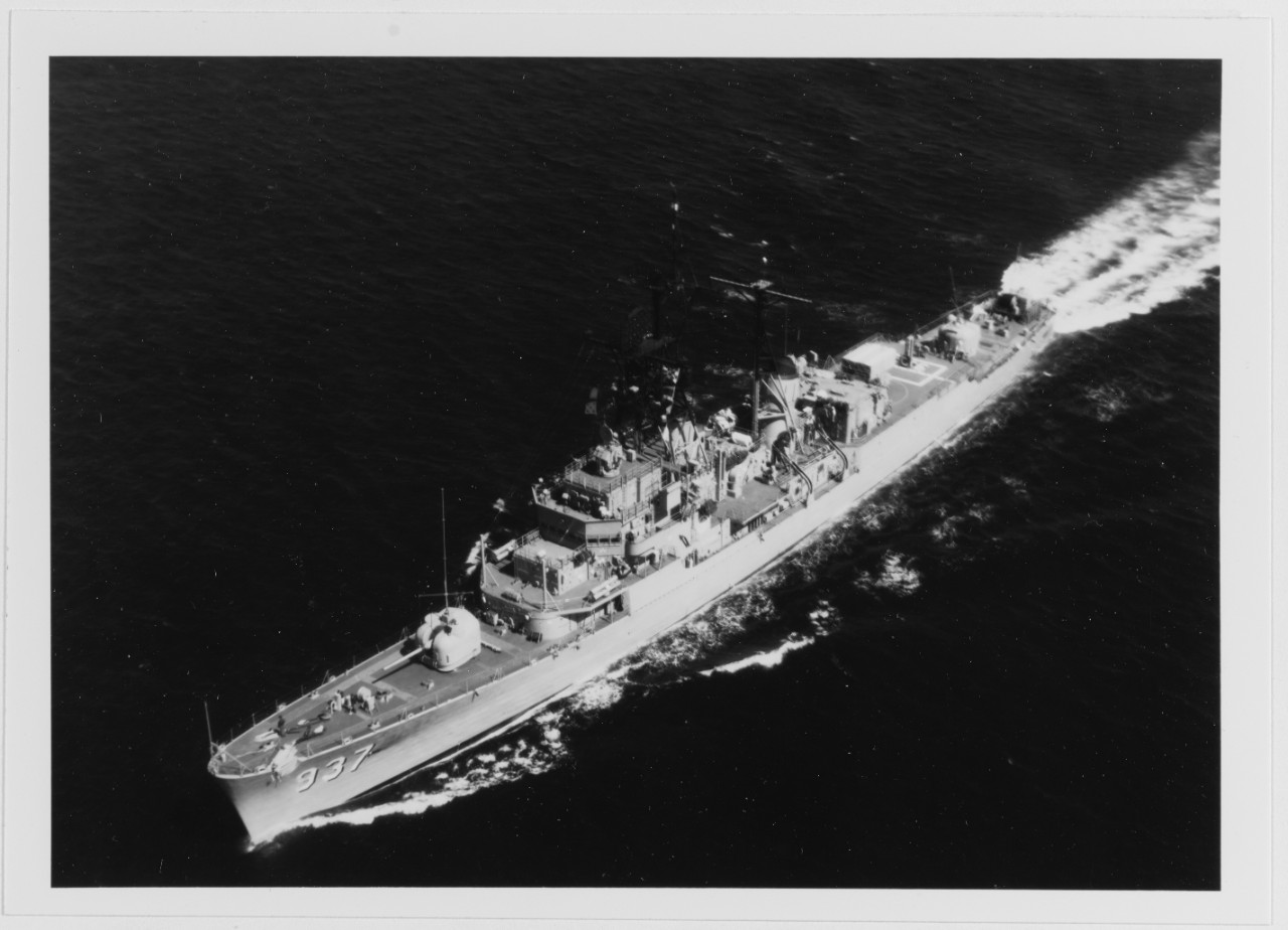 USS DAVIS (DD-937) underway at sea, during the 1970s