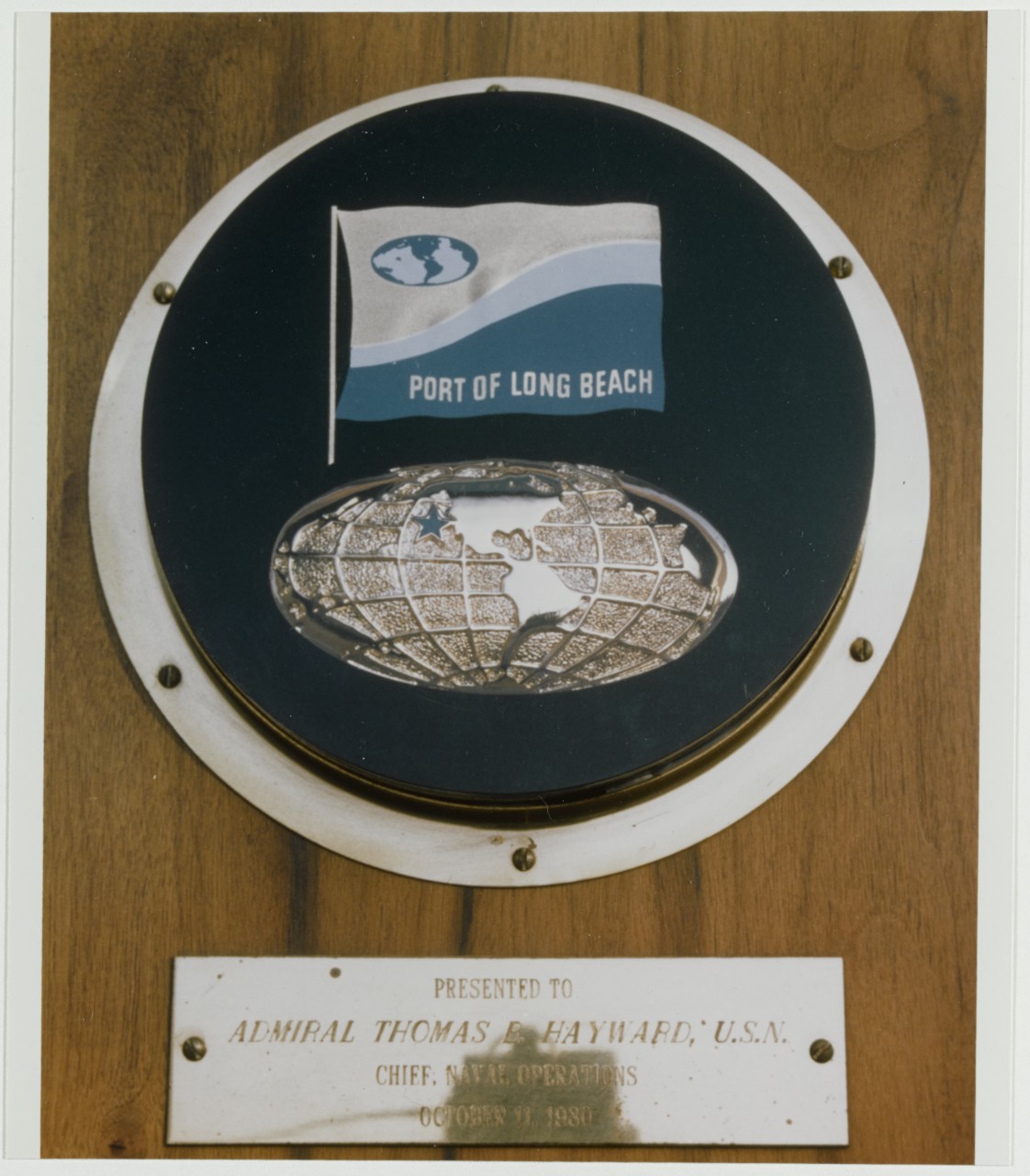Insignia: Port of Long Beach, California. Admiral Thomas B. Hayward, October 11, 1980