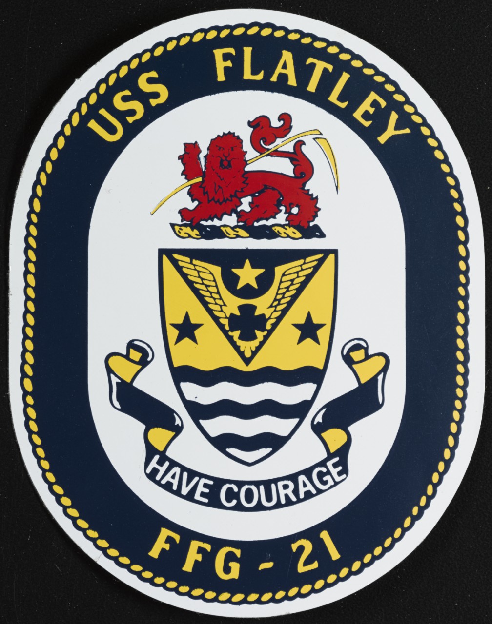 Insignia: USS FLATLEY (FFG-21) "Have Courage"