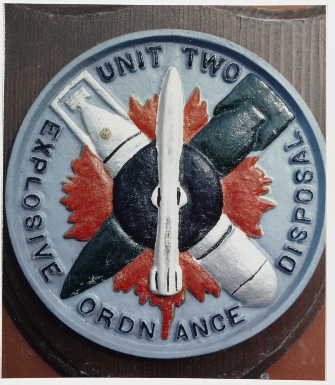 Insignia: Explosive Ordnance Disposal Unit Two. Plaque received in 1965.