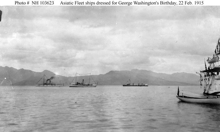 Photo #: NH 103623  Asiatic Fleet Ships dressed with flags
