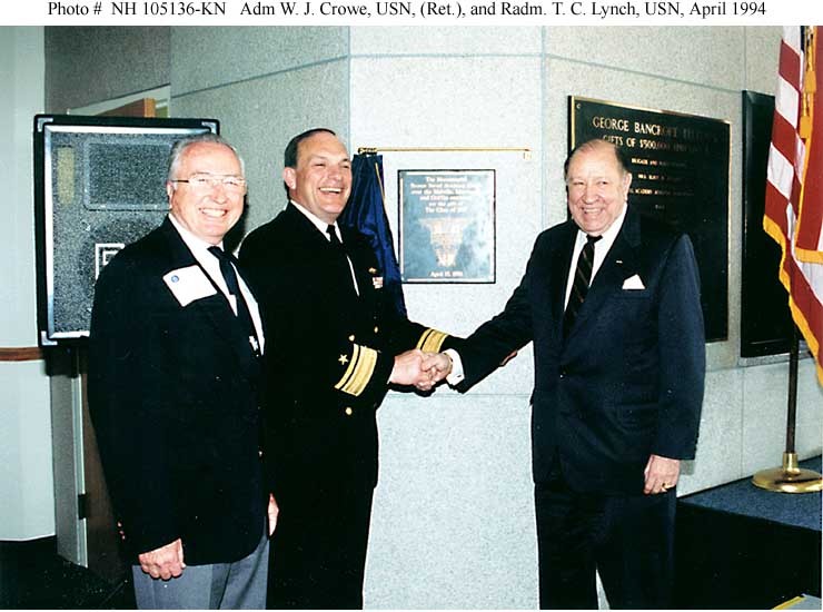 Photo #: NH 105136-KN  Admiral William J. Crowe, USN, (Retired) Rear Admiral Thomas C. Lynch, USN