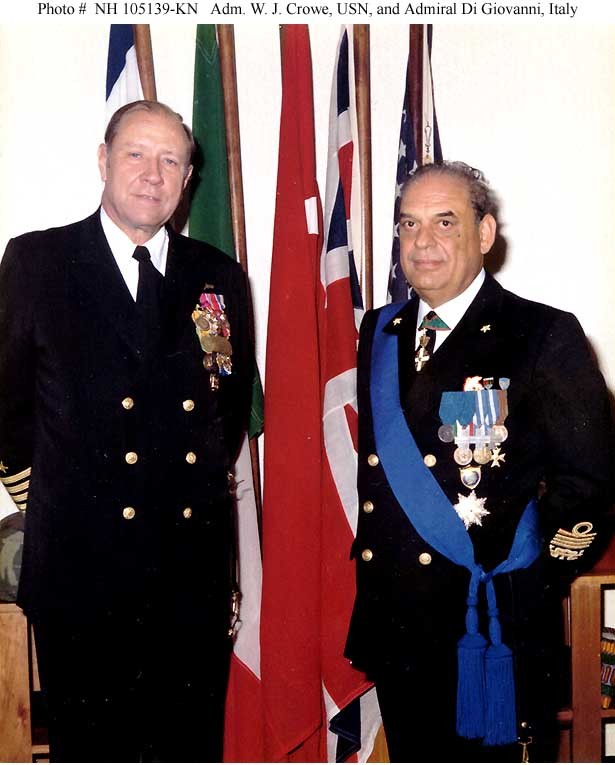 Photo #: NH 105139-KN Admiral William J. Crowe, USN Admiral Mario Di Giovanni, Italian Navy