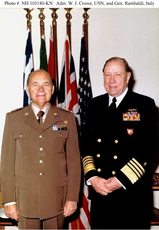 Photo #: NH 105140-KN Admiral William J. Crowe, USN General Rambaldi, Italian Army