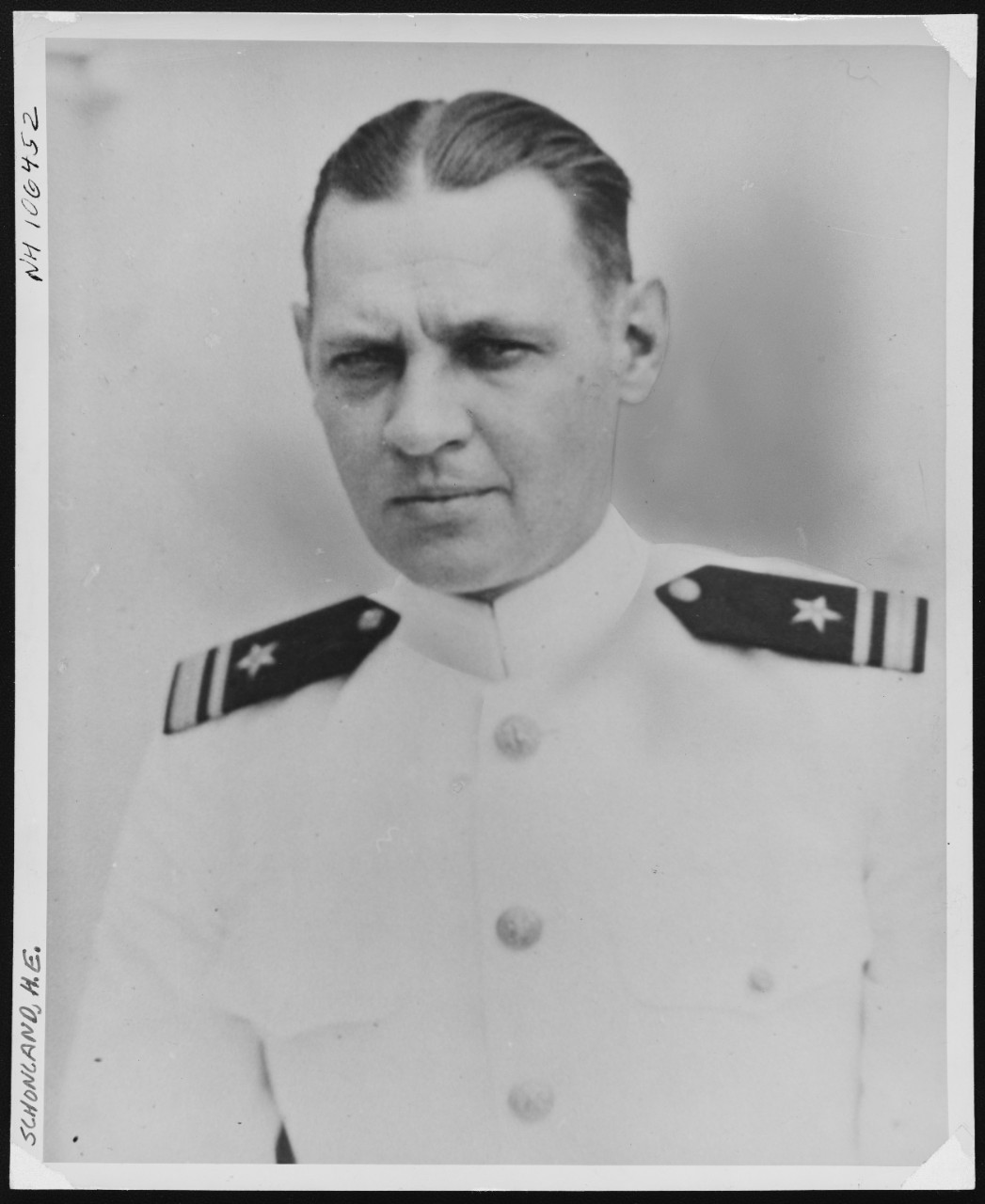 Photo #: NH 106452  Lieutenant Junior Grade Herbert E. Schonland, USN