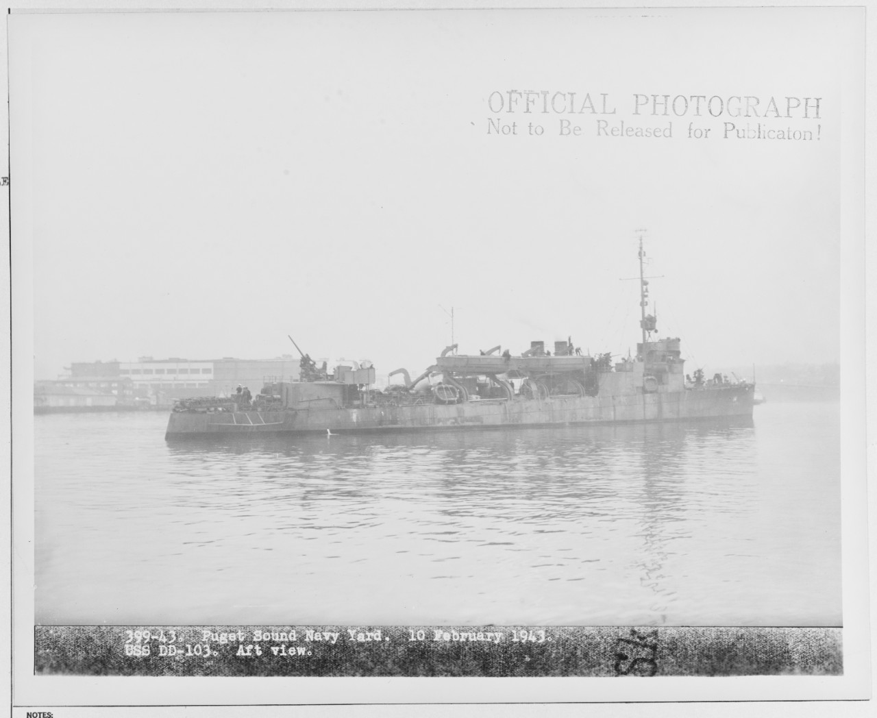 USS SCHLEY APD -14 (X - DD 103) Puget Sound Navy Yard.