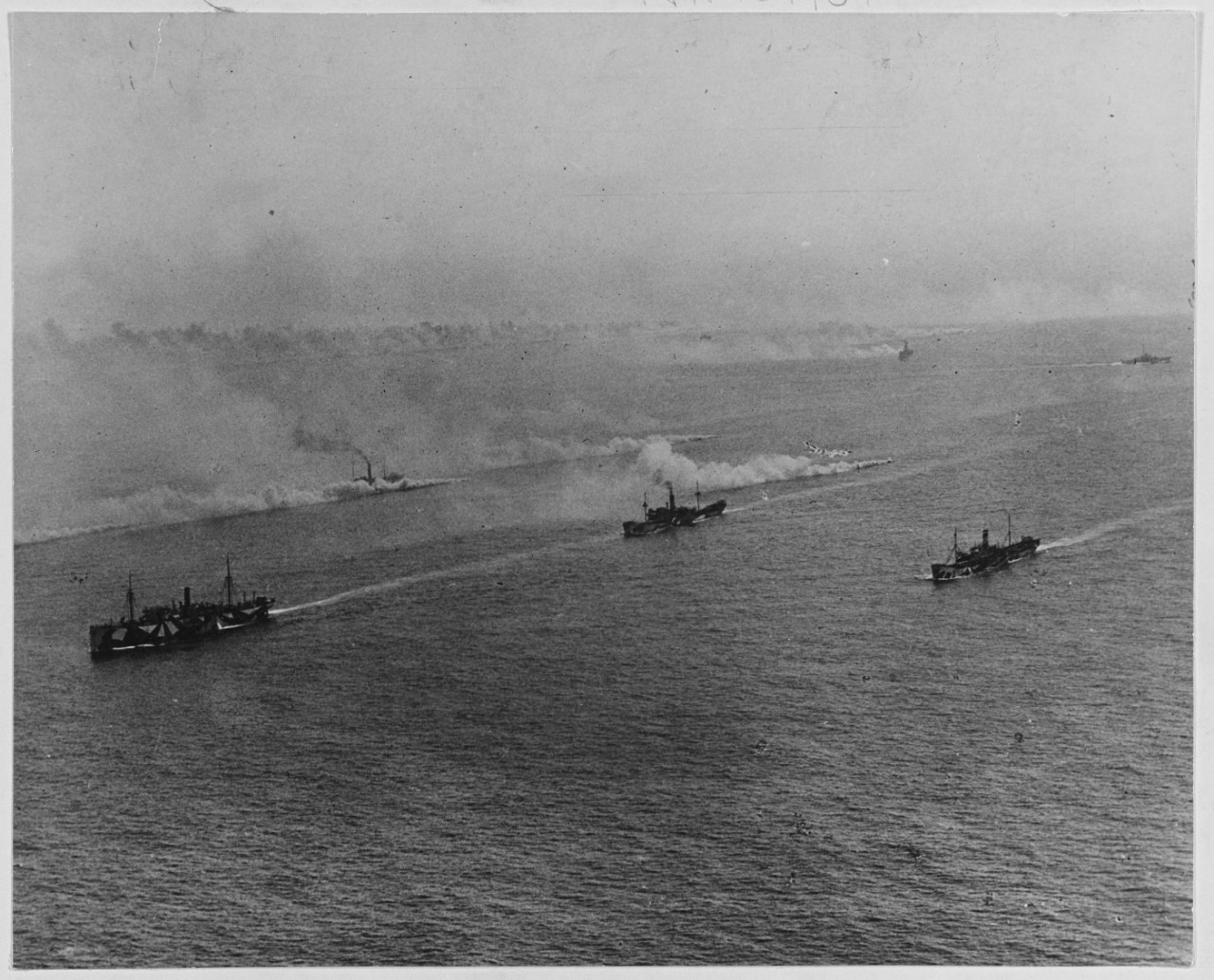 Warships Throwing out a Smoke Screen