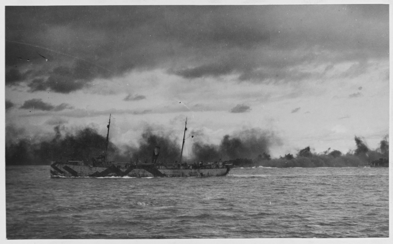 U.S. Destroyer Laying Down a Smoke Screen