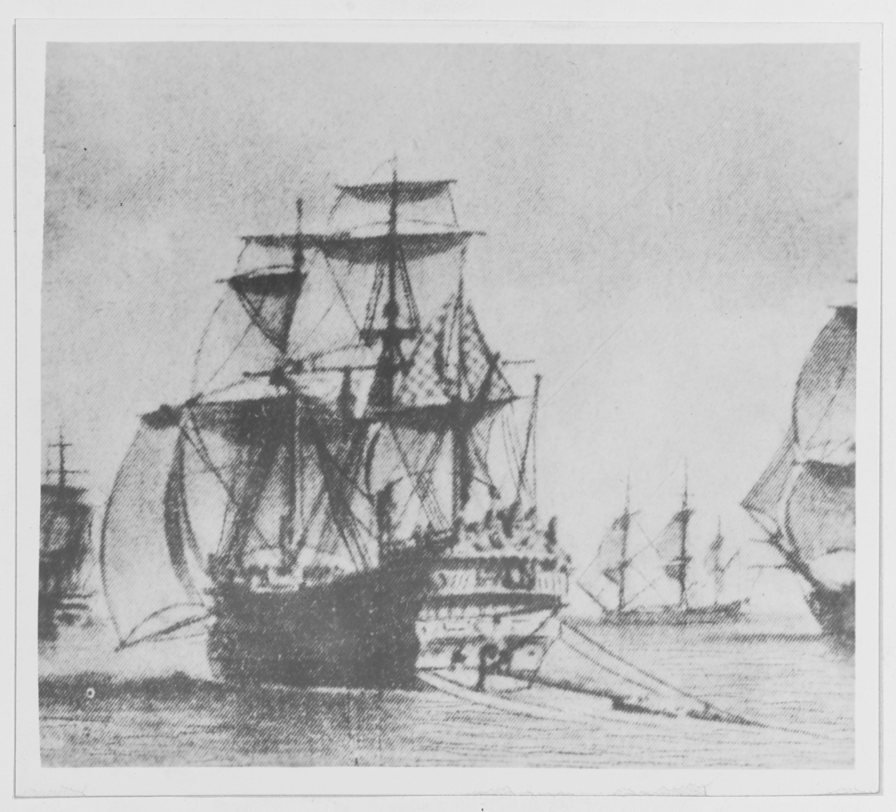 LANGUEDOC, Flagship of D'Estaing's Fleet leaving Newport