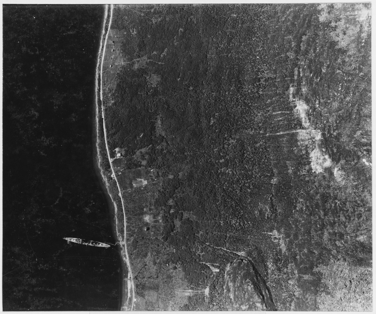 Aerial view looking down at German Ship ADMIRAL HIPPER, July 17, 1942