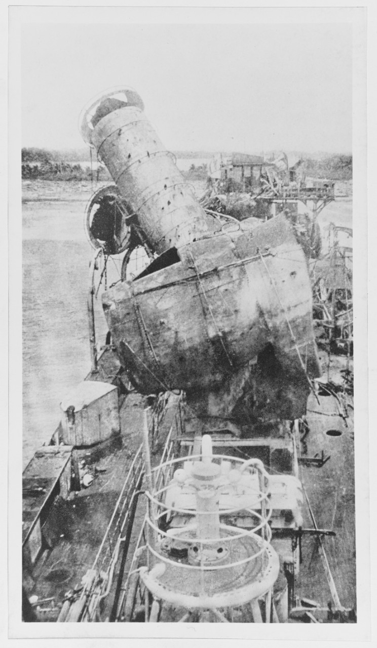 Wreck of German Raider EMDEN, the buckled deck and funnel