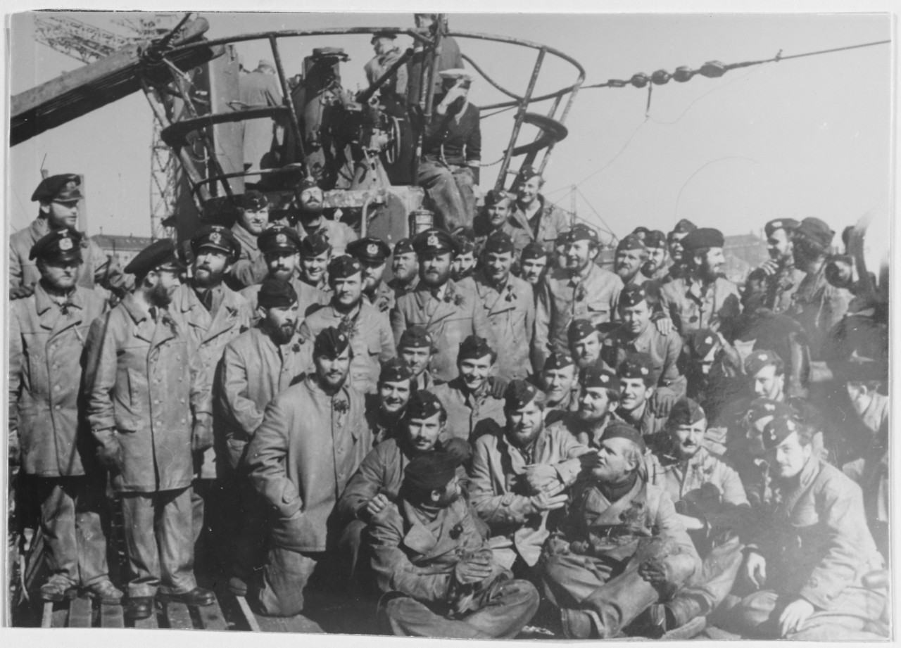 Crew of U-428 after return from cruise to the U.S. Coast.