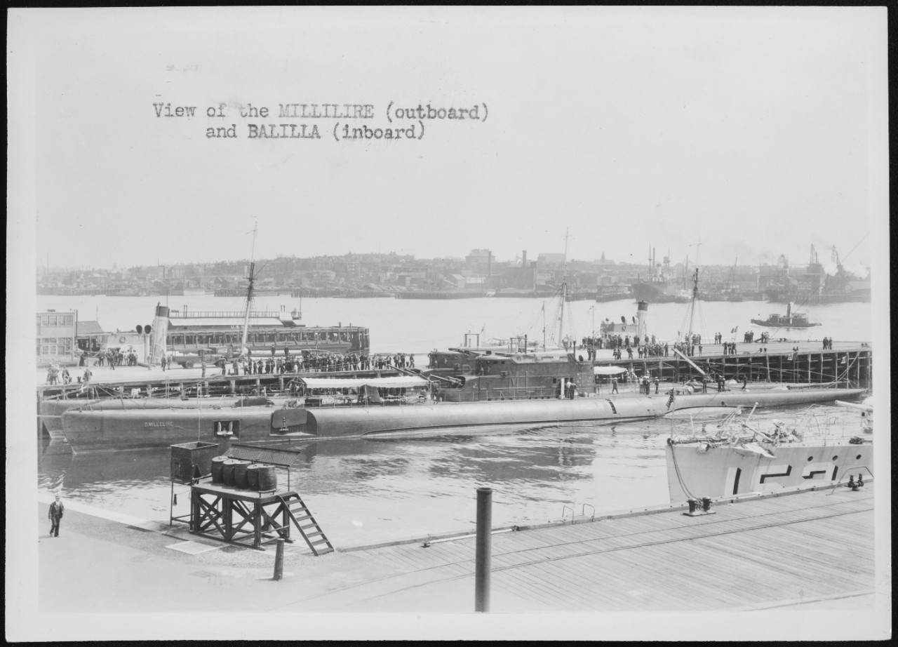 View of Italian ships: MILLELIRE (outboard) and BALILLA (inboard)