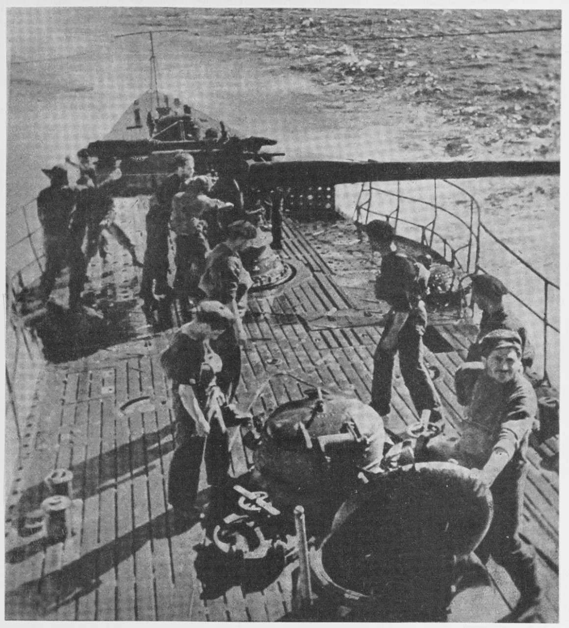 Men on deck of ship. Italy - SS Class. Circa 1942