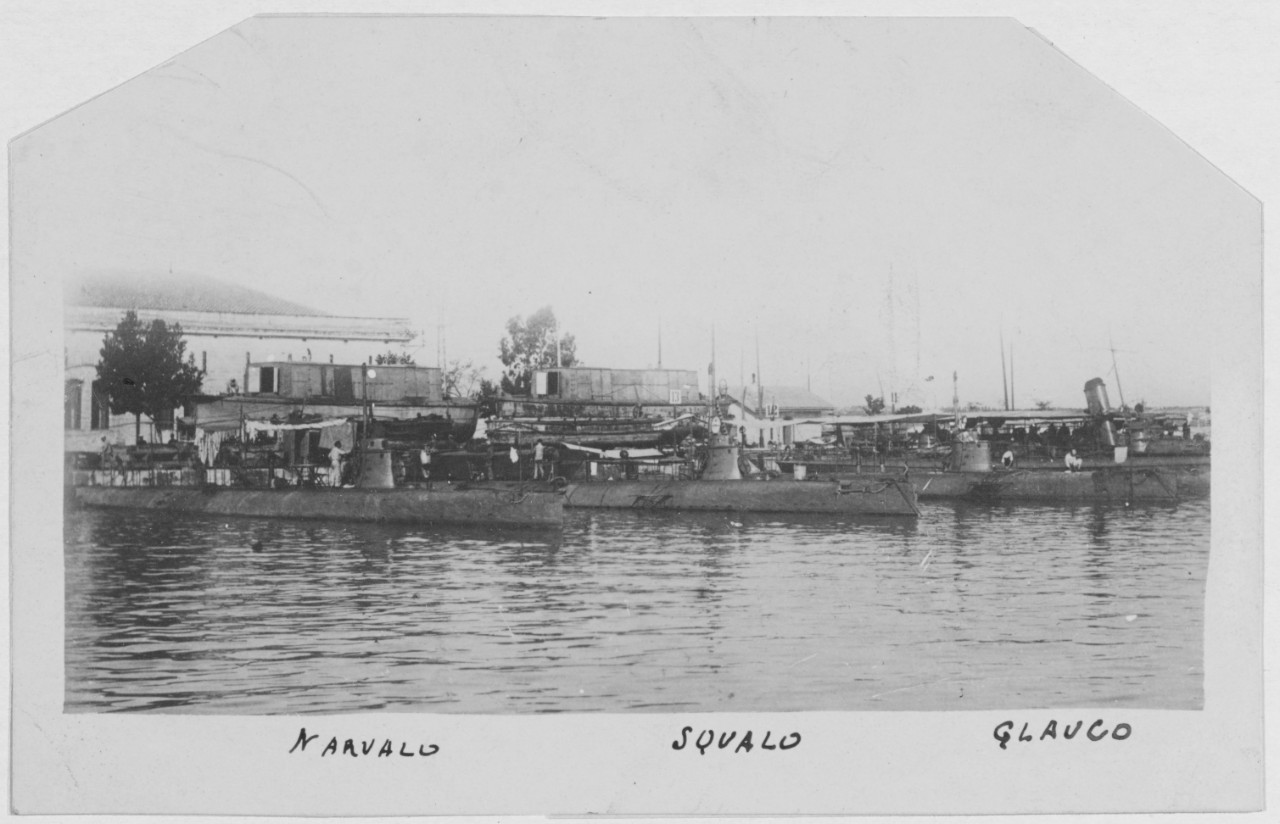 Italian submarines NARVALO (1906-1918), SQUALO (1906-1918), GLAUCO (1905-1916)