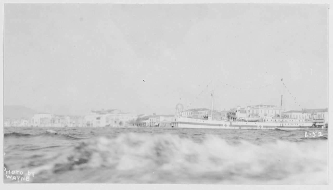 Italian Hospital Ship, Smyrna, Turkey. Possibly ITALIA (1905), RE D'ITALIA (1907), REGINA D'ITALIA (1907)