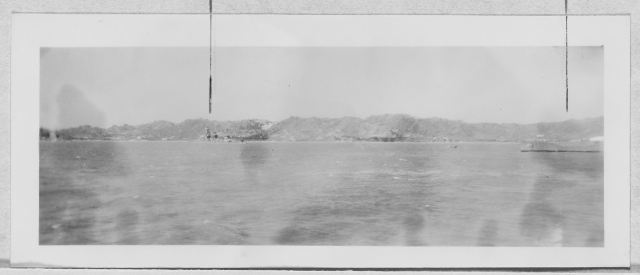 Japanese battleships: ISE and bow of KONGO, October 21, 1938