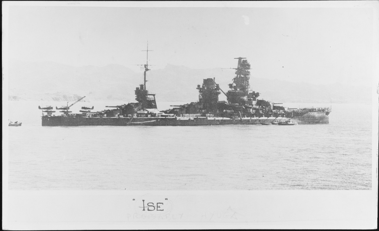 Japanese ship: H.I.J.M.S. ISE (probably HYUGA)