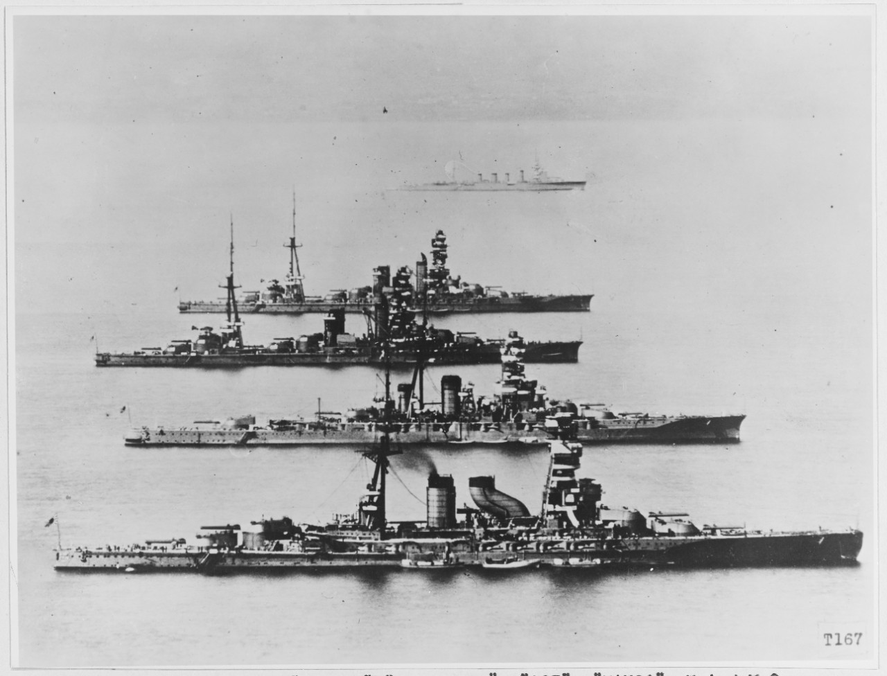Japanese Battleships: from front to rear: H.I.J.M.S. NAGATO, KIRISHIMA, ISE, HIUGA