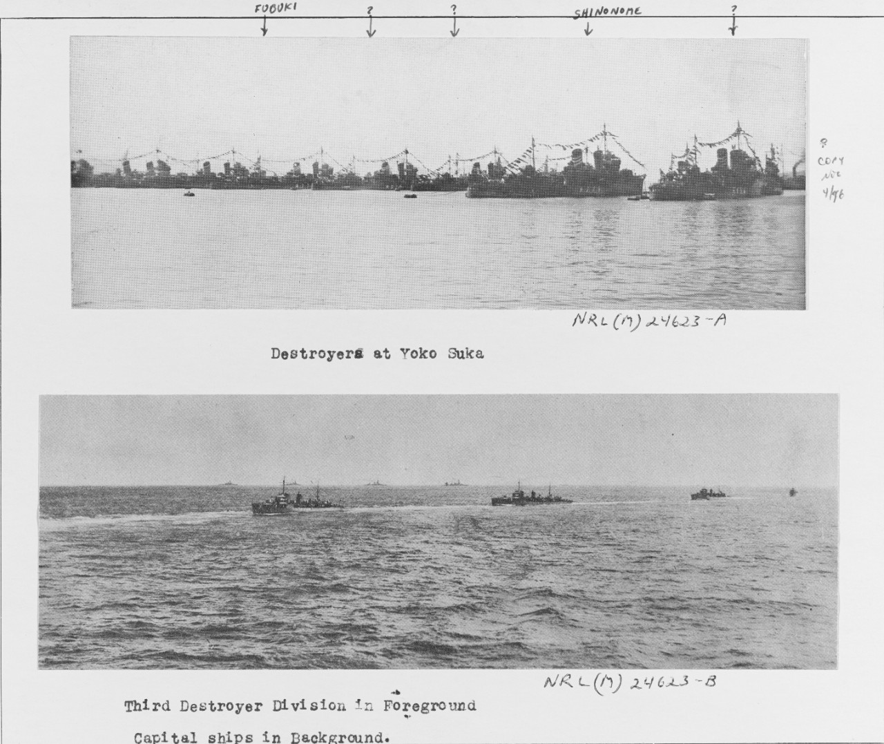 Japanese Destroyers at Yoko Suka including FUBUKI and SHINONOME