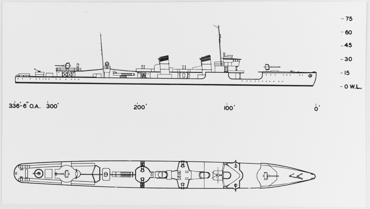 destroyer ship drawing