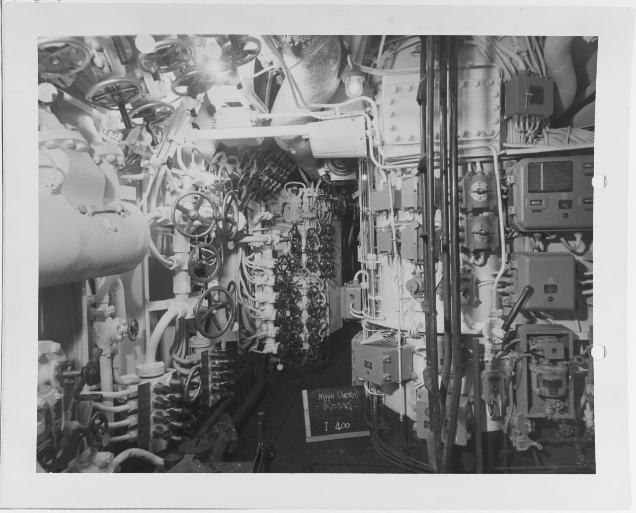 Main Control Room on the I-400 Japanese Submarine, looking aft