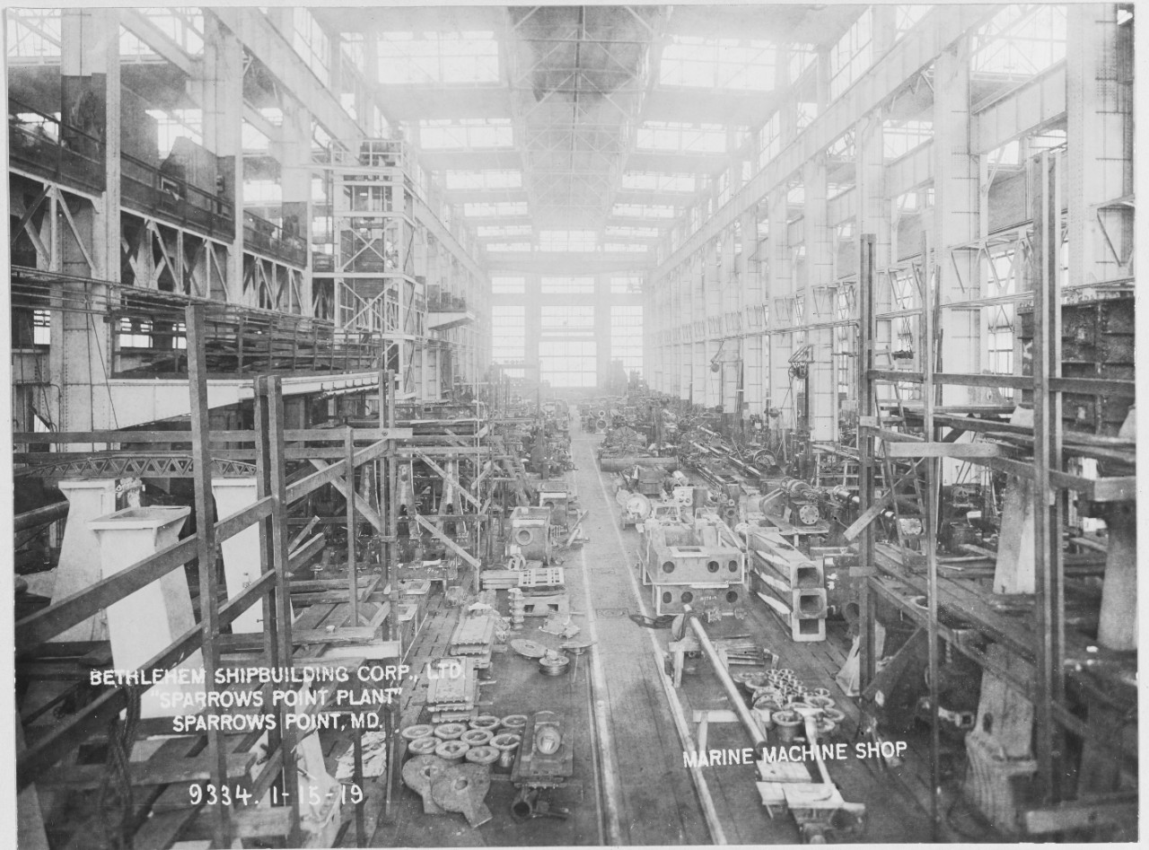 Bethlehem Shipbuilding Corporation. Marine Machine Shop. January 15, 1919