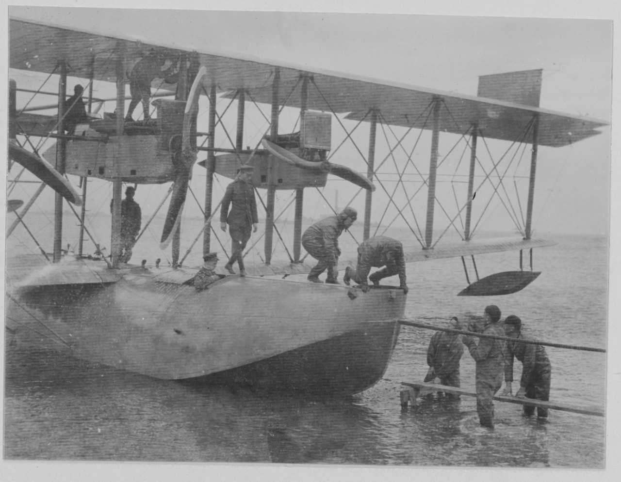 Seaplane NC-1, showing cabin and engine