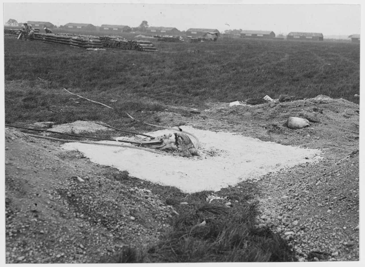 Cement anchors to hold British Dirigible R-34 upon arrival at Mineola, Long Island, New York