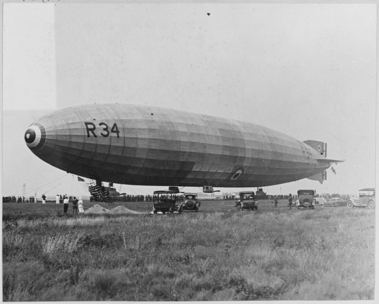 The British Dirigible R-34 arriving at Mineola, New York