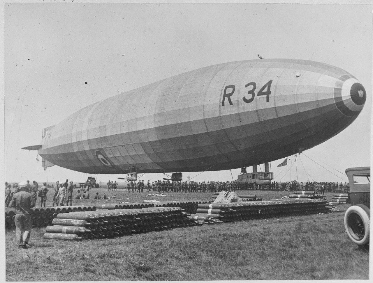 The British Dirigible R-34 ready to start home at Mineola, New York