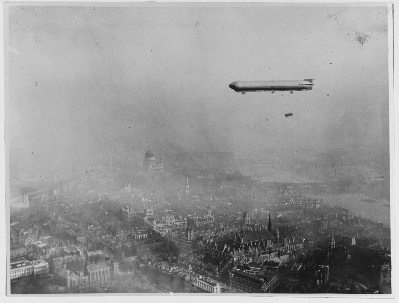 British Dirigible R-26 taken from R-23, city skyline