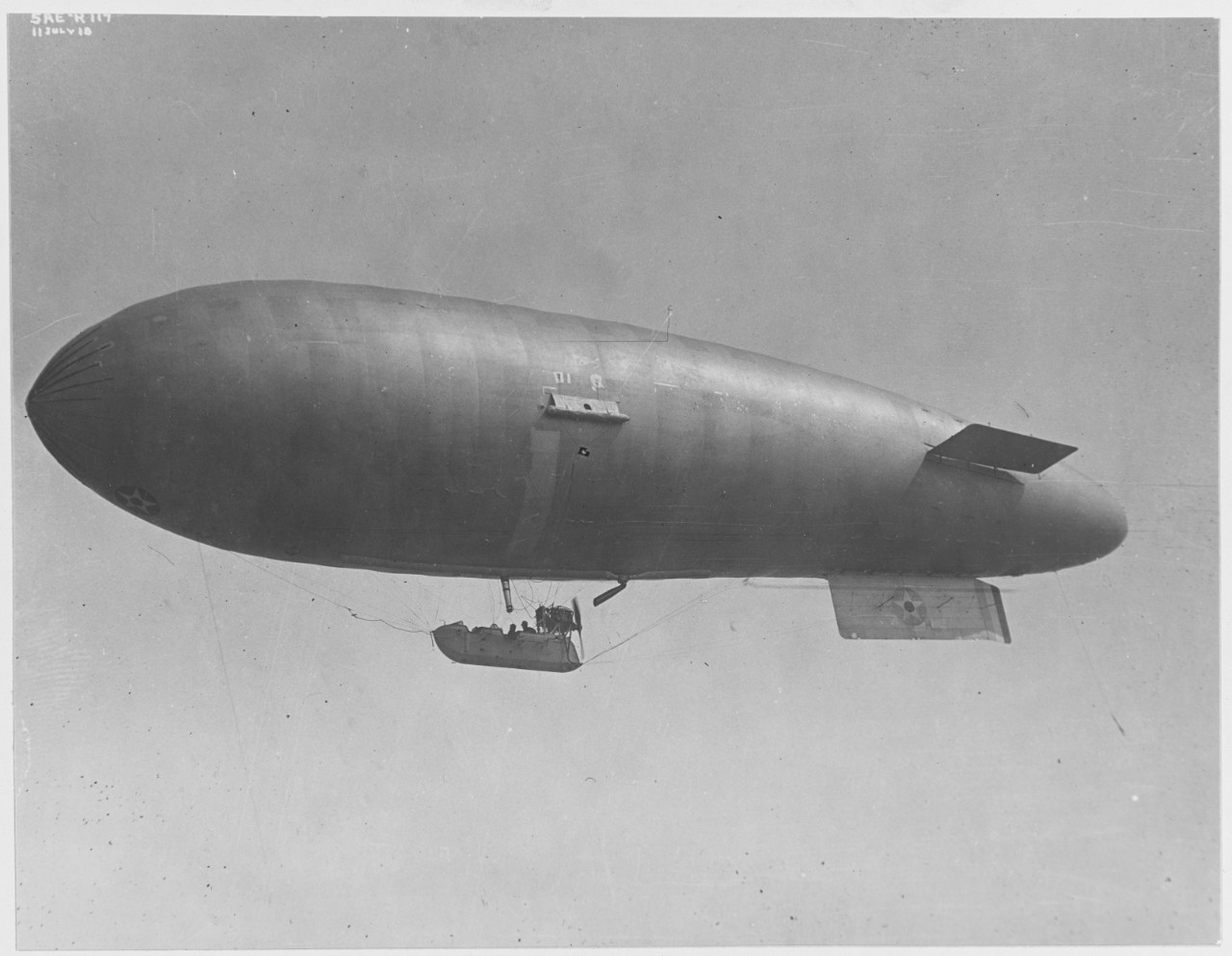 French Blimp U.S. Naval Air Station Hampton Roads, Virginia. No. R-117. July 11, 1918