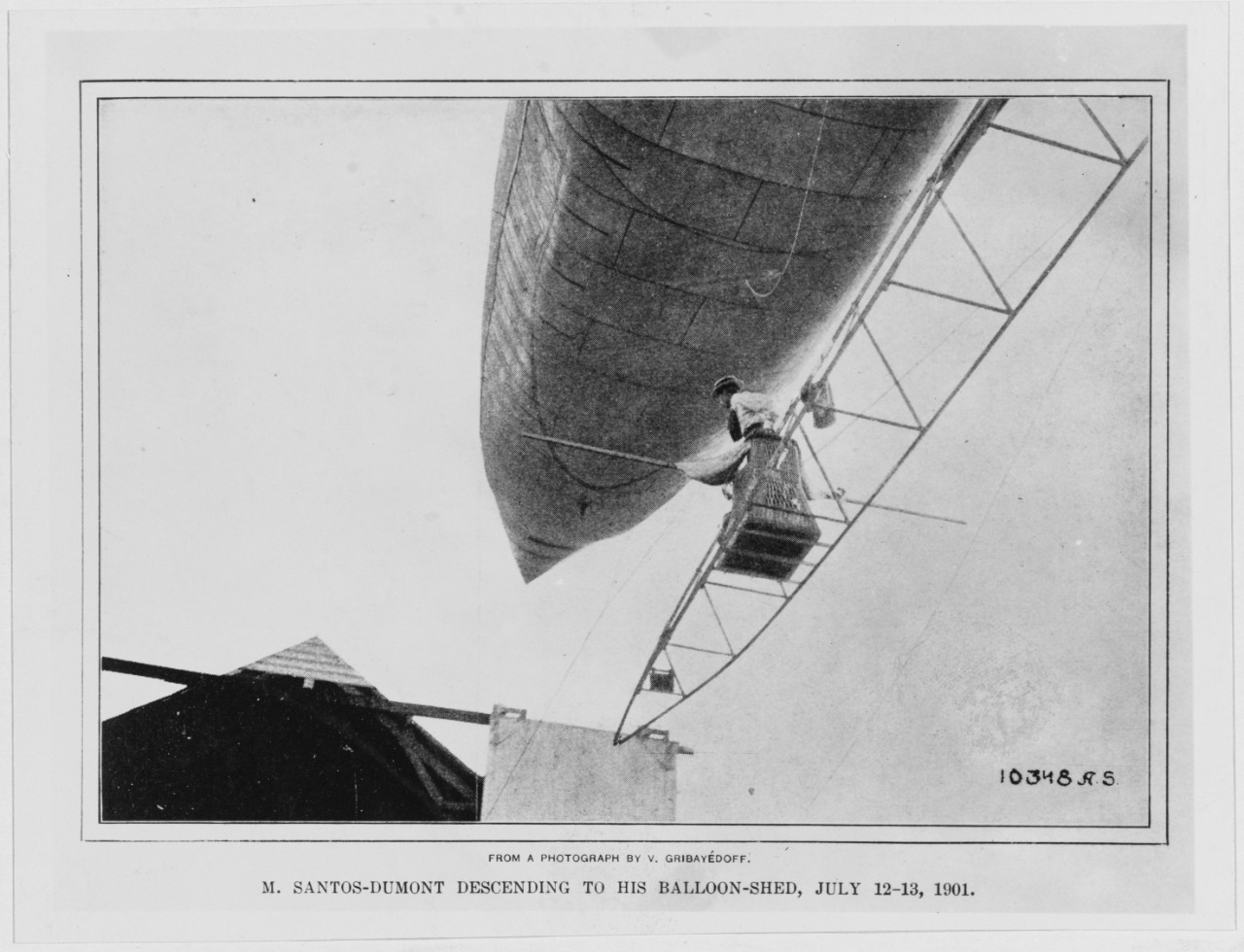 M. Santos-Dumont descending to his Balloon-shed, July 12-13, 1901