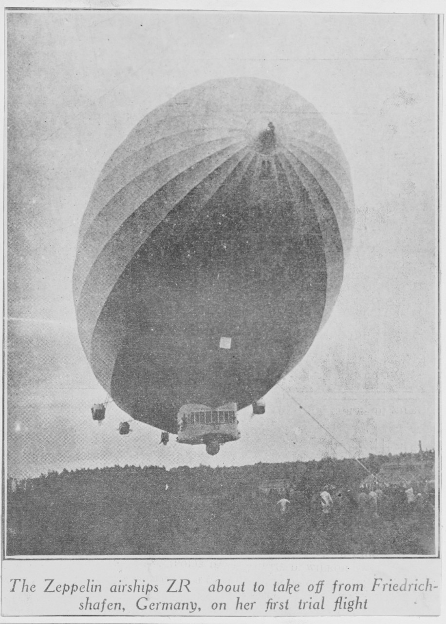 The ZEPPELIN Airship ZR on her first trial flight