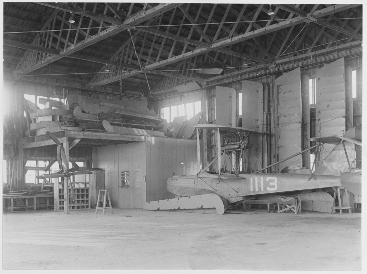 U.S. Naval Air Station, Cape May, New Jersey. Interior of seaplane hangar, January 14, 1919